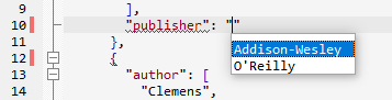 Enum values from the assigned JSON Schema