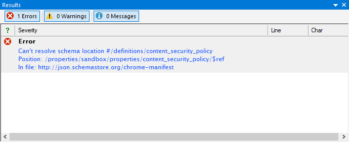 JSON Schema linter message about an unresolved $ref