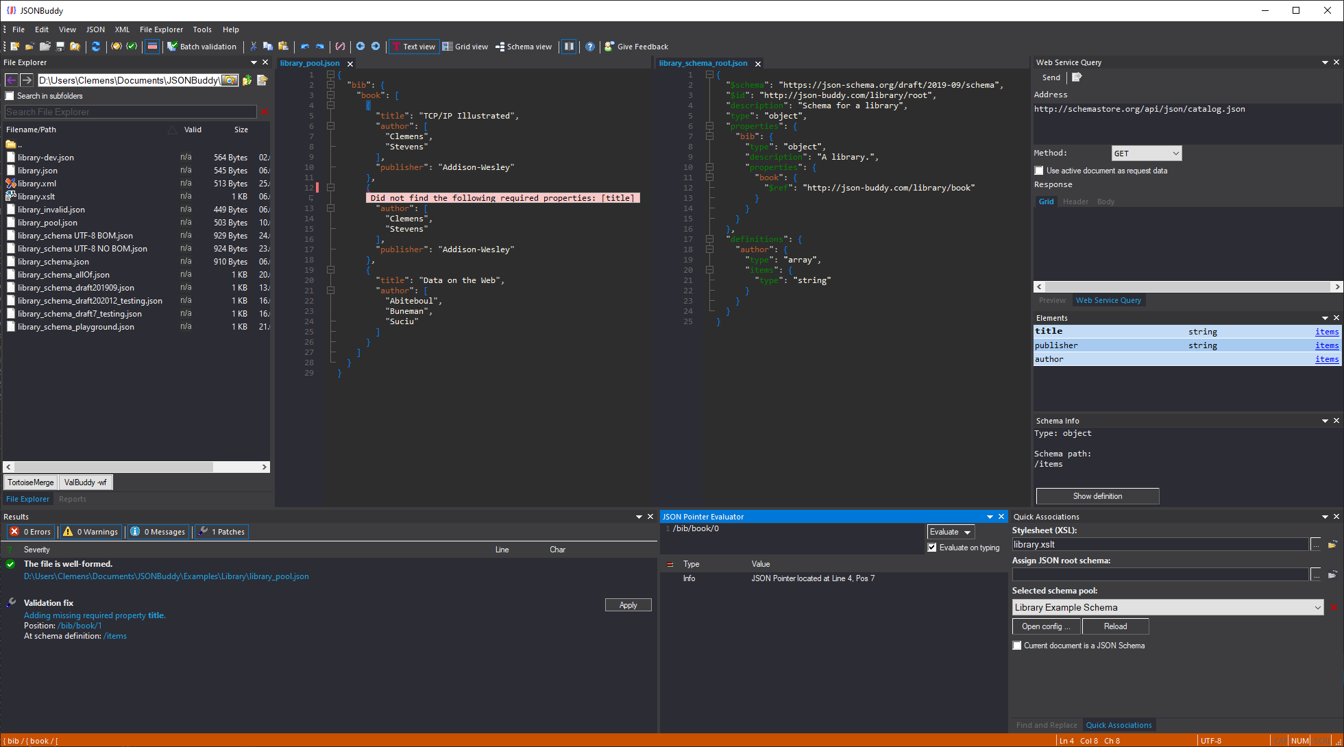 Screenshot of free JSON editor for Windows
